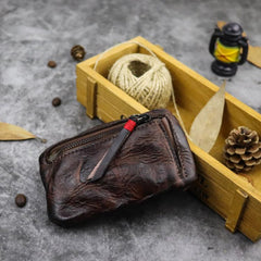 Vintage Leather Men's Zipper Small Wallet Coin Wallet Coin Holder for Men - imessengerbags