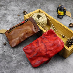 Vintage Leather Men's Zipper Small Wallet Coin Wallet Coin Holder for Men - imessengerbags