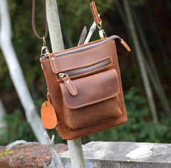 Vintage Brown Leather Men's Small Side Bag Belt Pouch Belt Bag Small Messenger Bag For Men - imessengerbags