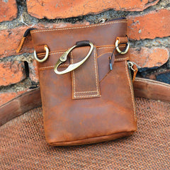 Vintage Brown Leather Men's Small Side Bag Belt Pouch Belt Bag Small Messenger Bag For Men - imessengerbags