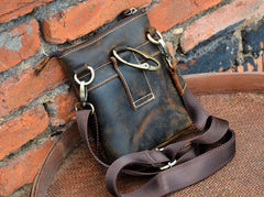 Vintage Brown Leather Men's Small Side Bag Belt Pouch Belt Bag Small Messenger Bag For Men - imessengerbags