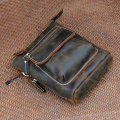 Vintage Brown Leather Men's Small Side Bag Belt Pouch Belt Bag Small Messenger Bag For Men - imessengerbags