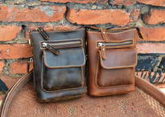 Vintage Brown Leather Men's Small Side Bag Belt Pouch Belt Bag Small Messenger Bag For Men - imessengerbags