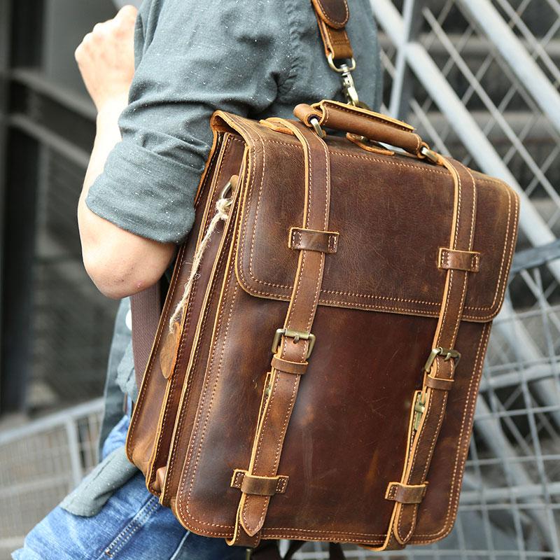 Handmade Leather Mens Backpack Travel Backpack Laptop Backpack for men - imessengerbags