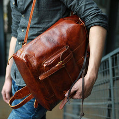 Handmade Leather Mens Backpacks Travel Backpacks Laptop Backpack for men