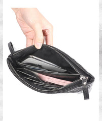 Handmade Leather Mens Black Cool Long Wallet Wirstlet Bag Ultra Thin Clutch Wallet for Men - imessengerbags