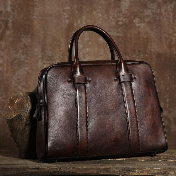 Handmade Leather Mens Briefcase Work Bag Laptop Bag Business Bag for Men - imessengerbags