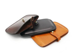 Handmade Leather Mens Card Wallet Front Pocket Wallets Small Wallets for Men