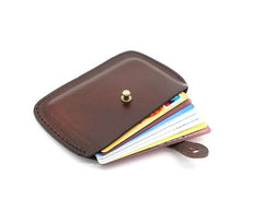 Handmade Leather Mens Card Wallet Front Pocket Wallets Small Wallets for Men