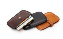 Handmade Leather Mens Card Wallet Front Pocket Wallets Small Wallets for Men