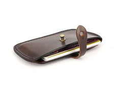 Handmade Leather Mens Card Wallet Front Pocket Wallets Small Wallets for Men