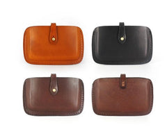 Handmade Leather Mens Card Wallet Front Pocket Wallets Small Wallets for Men