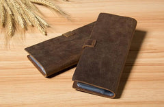 Handmade Leather Mens Card Wallet Vintage Coffee Multi Cards Wallet for Men
