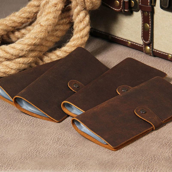 Handmade Leather Mens Card Wallet Vintage Coffee Multi Cards Wallet for Men - imessengerbags