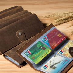 Handmade Leather Mens Card Wallet Vintage Coffee Multi Cards Wallet for Men