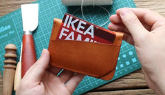 Handmade Leather Mens Card Wallets Front Pocket Wallet Small Change Wallets for Men
