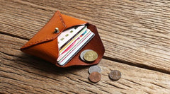 Handmade Leather Mens Change Wallet Card Wallet Front Pocket Wallet Coin Wallet for Men