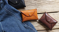 Handmade Leather Mens Change Wallet Card Wallet Front Pocket Wallet Coin Wallet for Men