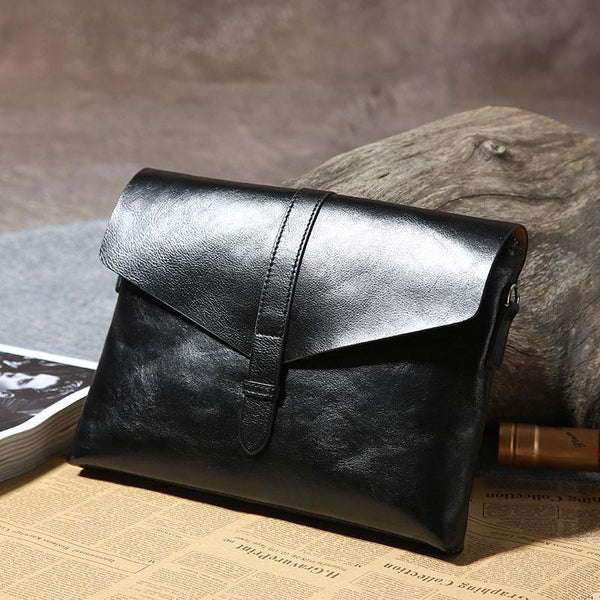 Handmade Leather Mens Clutch Cool Slim Wallet Zipper Clutch Wristlet Bag Wallet for Men - imessengerbags