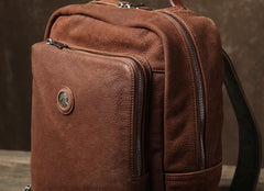 Handmade Leather Mens Cool Backpack Bag Large Travel Bag Hiking Bag for Men - imessengerbags