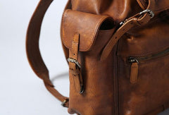 Handmade Leather Mens Cool Backpack Sling Bag Large Travel Bag Hiking Bag for Men