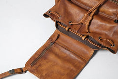 Handmade Leather Mens Cool Backpack Sling Bag Large Travel Bag Hiking Bag for Men
