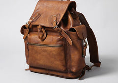 Handmade Leather Mens Cool Backpack Sling Bag Large Travel Bag Hiking Bag for Men