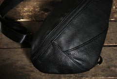 Handmade Leather Mens Cool Chest Bag Sling Bag Crossbody Bag Travel Bag Hiking Bag for men - imessengerbags
