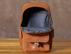 Handmade Leather Mens Cool Chest Bag Sling Bag Crossbody Bag Travel Bag Hiking Bag for men - imessengerbags