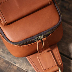Handmade Leather Mens Cool Chest Bag Sling Bag Crossbody Bag Travel Bag Hiking Bag for men - imessengerbags