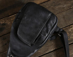 Handmade Leather Mens Cool Chest Bag Sling Bag Crossbody Bag Travel Bag Hiking Bag for men
