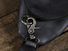 Handmade Leather Mens Cool Chest Bag Sling Bag Crossbody Bag Travel Bag Hiking Bag for men