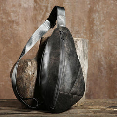 Handmade Leather Mens Cool Chest Bag Sling Bag Crossbody Bag Travel Bag Hiking Bag for men - imessengerbags