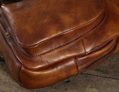 Handmade Leather Mens Cool Chest Bag Sling Bag Crossbody Bag Travel Bag Hiking Bag for men