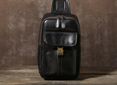 Handmade Leather Mens Cool Chest Bag Sling Bag Crossbody Bag Travel Bag Hiking Bag for men - imessengerbags