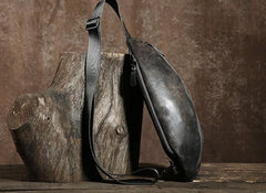 Handmade Leather Mens Cool Chest Bag Sling Bag Crossbody Bag Travel Bag Hiking Bag for men - imessengerbags