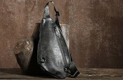 Handmade Leather Mens Cool Chest Bag Sling Bag Crossbody Bag Travel Bag Hiking Bag for men - imessengerbags