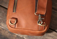 Handmade Leather Mens Cool Chest Bag Sling Bag Crossbody Bag Travel Bag Hiking Bag for men - imessengerbags