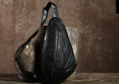Handmade Leather Mens Cool Chest Bag Sling Bag Crossbody Bag Travel Bag Hiking Bag for men - imessengerbags