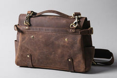 Handmade Leather Mens Cool Messenger Bag Briefcase Work Bag Business Bag Laptop Bag for men - imessengerbags