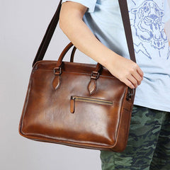 Handmade Leather Mens Cool Messenger Bag Briefcase Work Bag Business Bag Laptop Bag for men