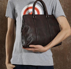 Handmade Leather Mens Cool Messenger Bag Briefcase Work Bag Business Bag Laptop Bag for men