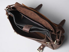 Handmade Leather Mens Cool Messenger Bag Briefcase Work Bag Business Bag Laptop Bag for men - imessengerbags