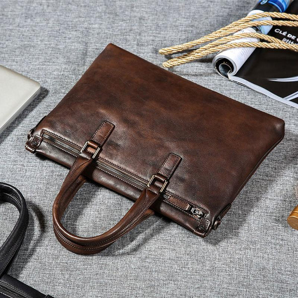 Handmade Leather Mens Cool Messenger Bag Briefcase Work Bag Business Bag Laptop Bag for men - imessengerbags