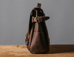 Handmade Leather Mens Cool Messenger Bag Briefcase Work Bag Business Bag Laptop Bag for men - imessengerbags