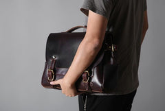 Handmade Leather Mens Cool Messenger Bag Briefcase Work Bag Business Bag Laptop Bag for men - imessengerbags