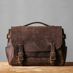 Handmade Leather Mens Cool Messenger Bag Briefcase Work Bag Business Bag Laptop Bag for men - imessengerbags