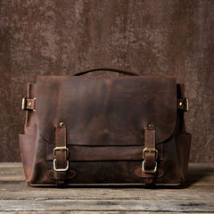 Handmade Leather Mens Cool Messenger Bag Briefcase Work Bag Business Bag Laptop Bag for men - imessengerbags