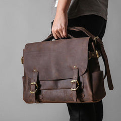 Handmade Leather Mens Cool Messenger Bag Briefcase Work Bag Business Bag Laptop Bag for men - imessengerbags