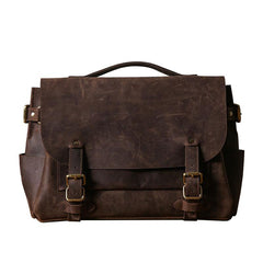 Handmade Leather Mens Cool Messenger Bag Briefcase Work Bag Business Bag Laptop Bag for men - imessengerbags